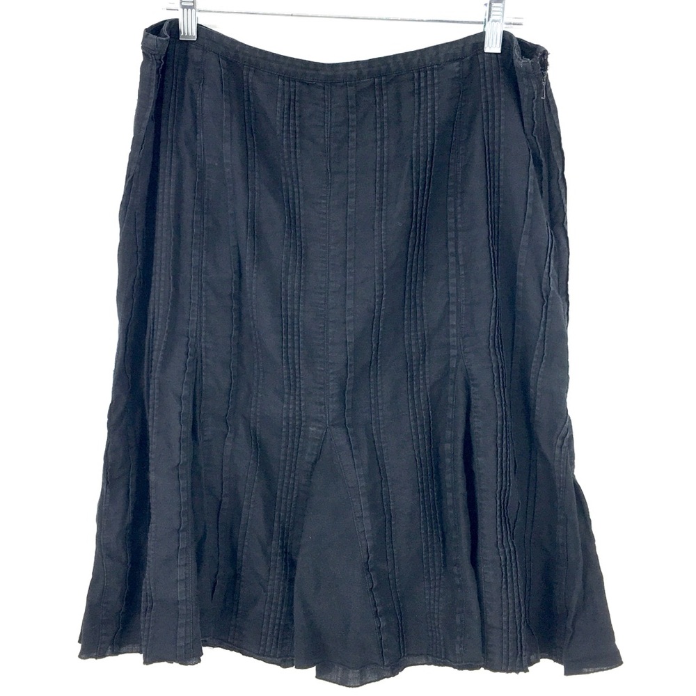 499 South Linen Blend Black Full Skirt w/Pintucks
